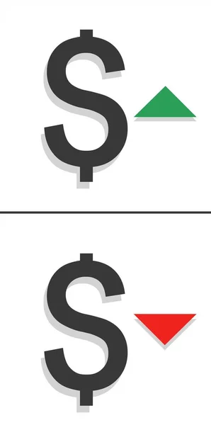 Dollar Bas Haut Icône Symbole Argent Avec Haut Flèche Étirant — Image vectorielle