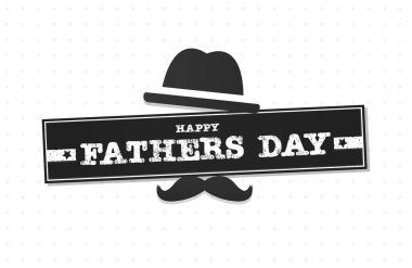 Bıyıklı, şapkalı Babalar Günün kutlu olsun. Vektör illüstrasyonu