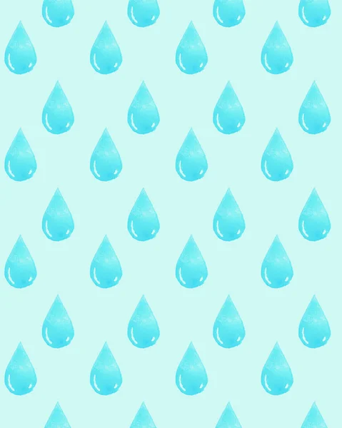 Акварельний візерунок з синьою краплю води . — стокове фото