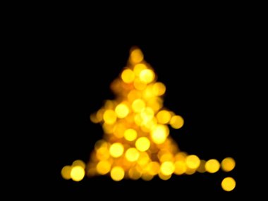 Tatil bokeh altın ışıklar Odaklanmış parlak yeşil ağaç şekli