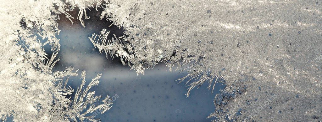 Silver winter background with frost pattern Stock Picture