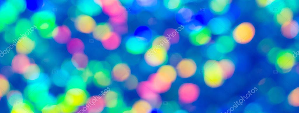 Holiday colorful bokeh blue lights background Stock Photo