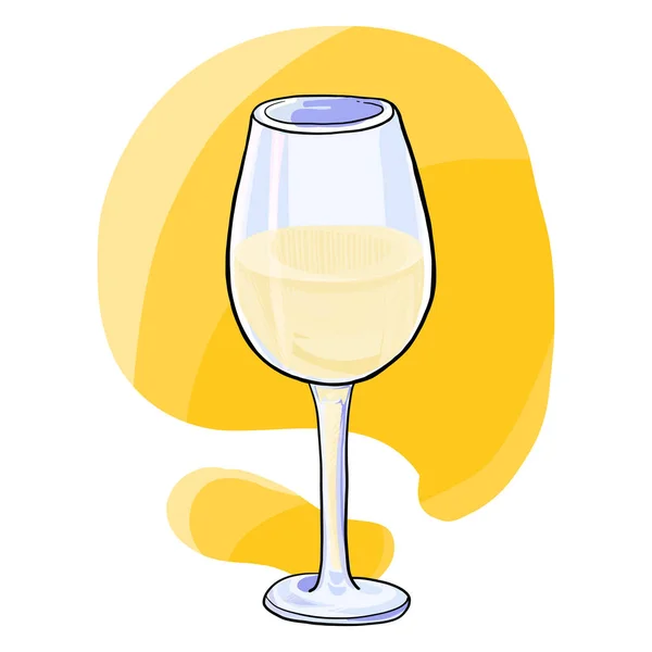 Witte Wijnglas hand getrokken stijl vectorillustratie geïsoleerd op wit — Stockvector