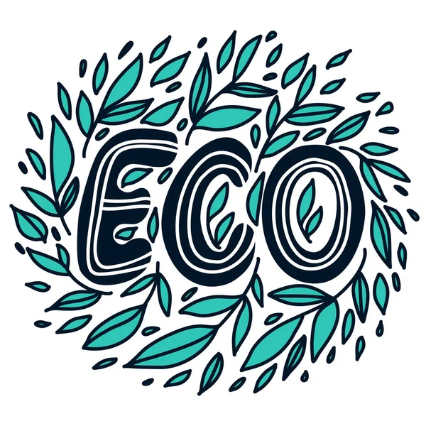 Eco Rond frame met groene bladeren — Stockvector