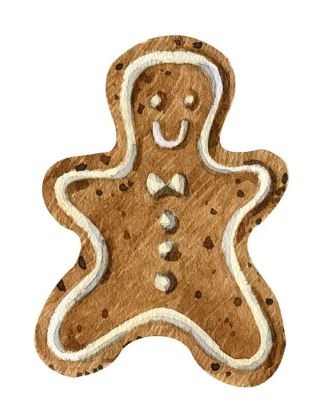 Biscuit homme pain d'épice de Noël isolé sur fond blanc . — Photo