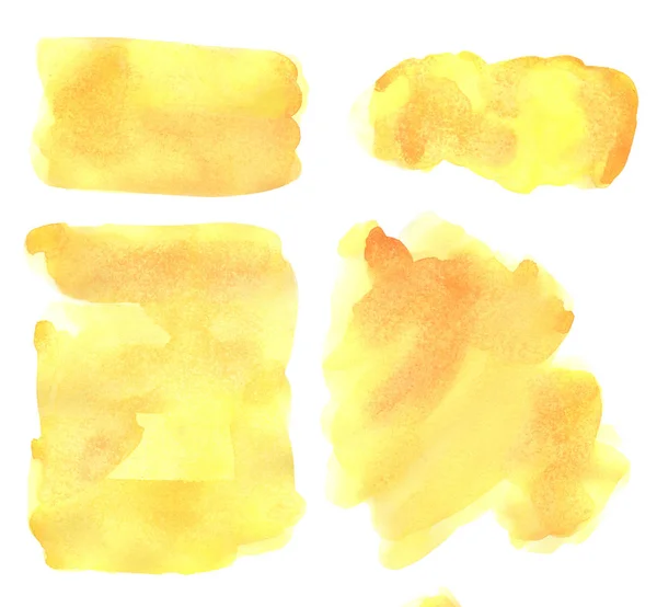 Tache d'aquarelle jaune vif isolé sur un fond blanc . — Photo