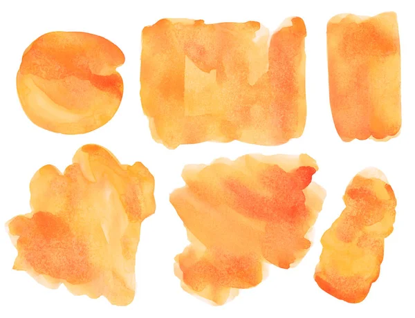 白い背景に浮かぶ明るいオレンジ色の水彩画スポット. — ストック写真