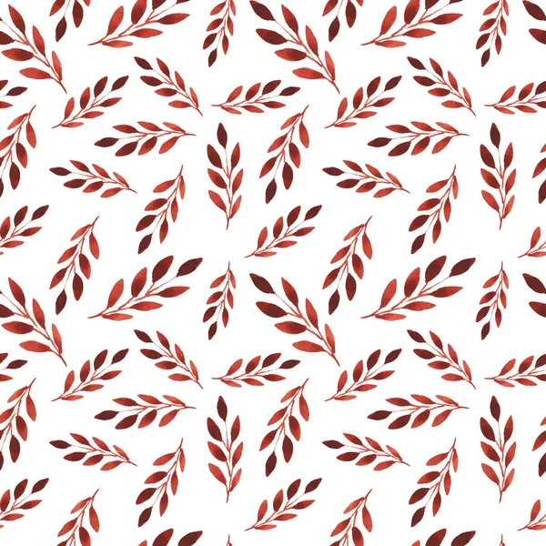 图案框架抽象小枝植物红蓝白色水彩画构图手绘老式装饰标识印花纺织品纸 — 图库照片