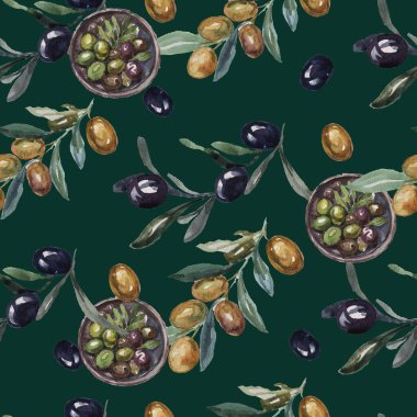 Zeytinler, beyaz arka plandaki diyet yağına, pürüzsüz desensiz tekstil doğal yağlı boya desenleri koymuştur. Sağlıklı beslenme, vejetaryenlik, menü, İtalya mutfağı, el yapımı İtalyan mutfağı.