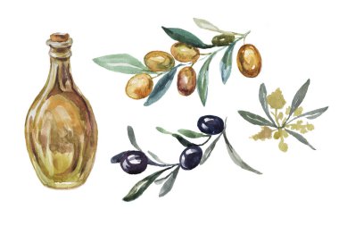 Zeytinler, beyaz arka plan diyet yağına, pürüzsüz desensiz tekstil doğal yağlı boya desenleri koymuştur. Sağlıklı beslenme, vejetaryenlik menüsü, İtalya mutfağı, İtalya mutfağı.