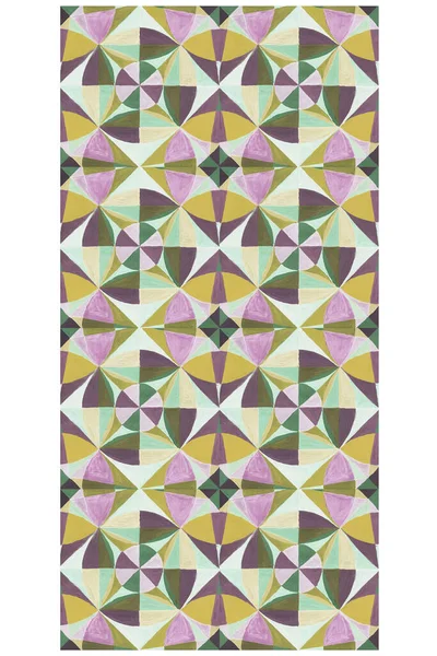 abstract composition hand-drawn geometric shapes symmetrically located ornament pattern color
