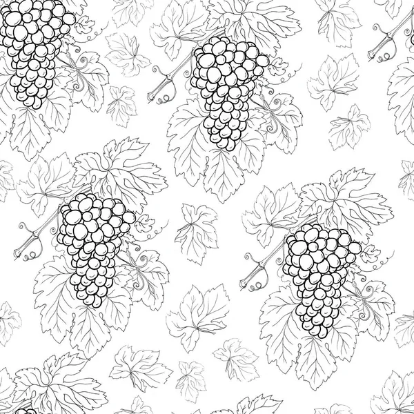 Grapes bunch leaves branch graphic pattern seamless label logo print textile background fruit juice wine vintag