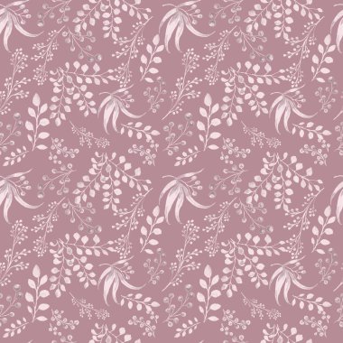 Çimen dalları çiçek tarlaları botanik bitkileri dikişsiz yeşil mavi yapraklar bahçeler bahar mevsimi suluboya elle çizilmiş