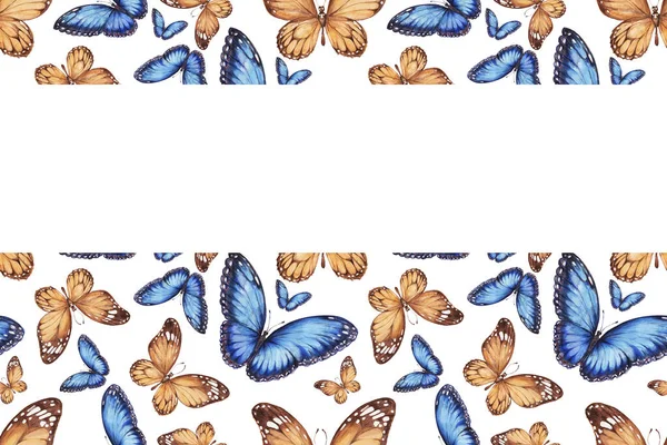 Бесшовный Рисунок Бабочками Ручная Акварельная Иллюстрация Дикая Природа Насекомые Праздничная — стоковое фото