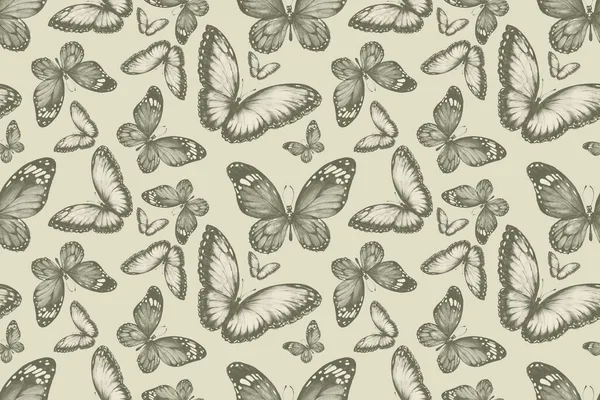 Vlinders Naadloos Patroon Handgetekende Aquarel Illustratie Wilde Dieren Insecten Bos — Stockfoto