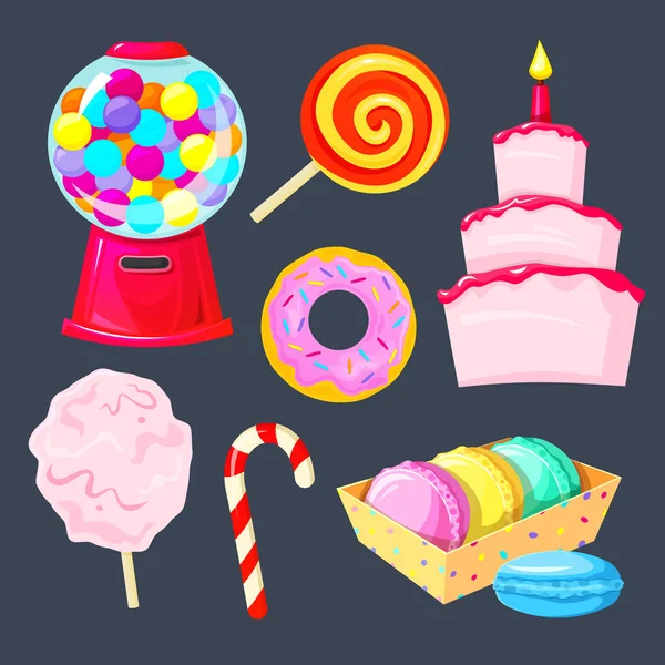 Zestaw ikon różnych słodycze — Wektor stockowy
