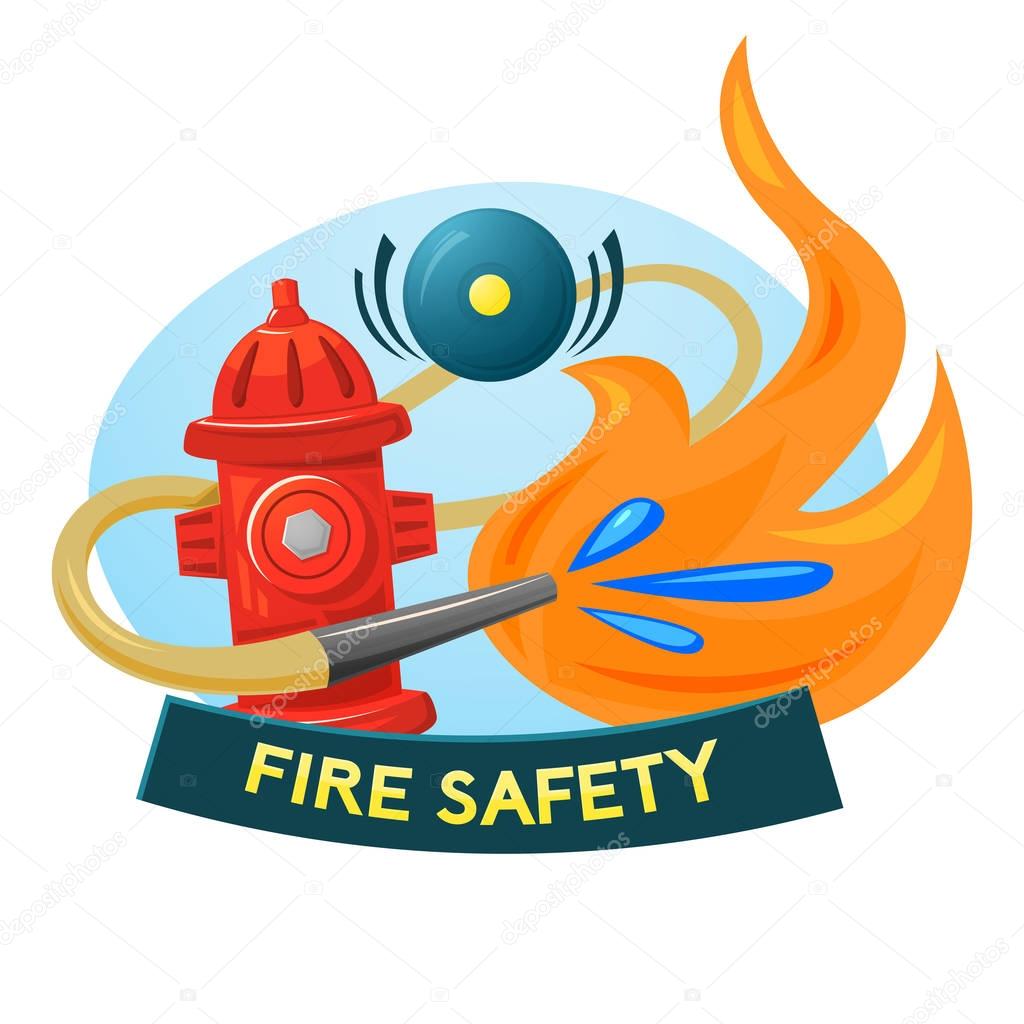 Fire safety concept design, vector illustration fire extinguishing