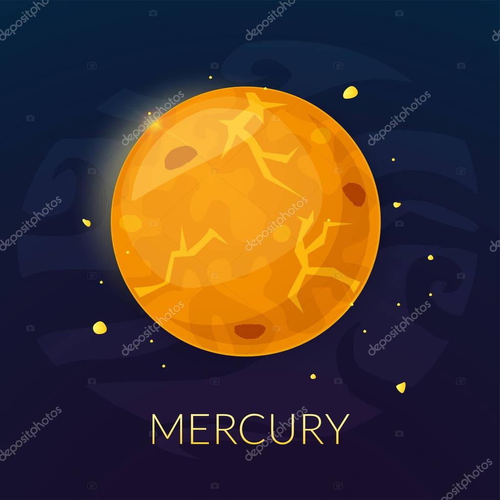 Planet Mercury in space, vector illustration