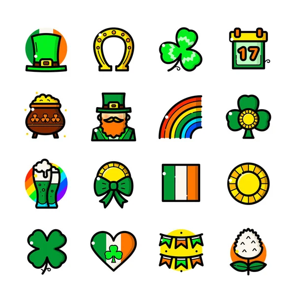 Conjunto de iconos del Día de San Patricio — Vector de stock