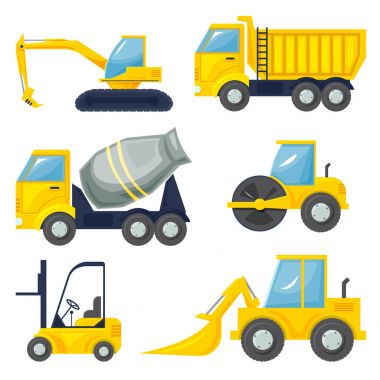 Set of operating machinery clipart