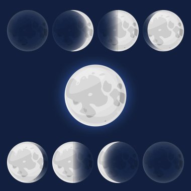 Moon aşama illüstrasyon