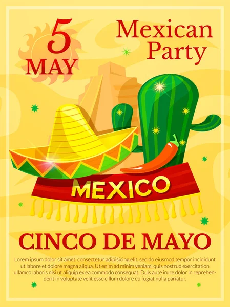 Cartaz da festa mexicana —  Vetores de Stock
