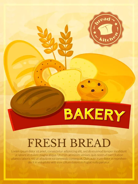 Bakery fresh bread poster — Stock Vector