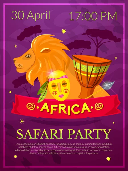 Afrika safari partij poster — Stockvector