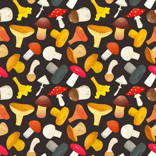 Seamless pattern with mushrooms — Stock Vector