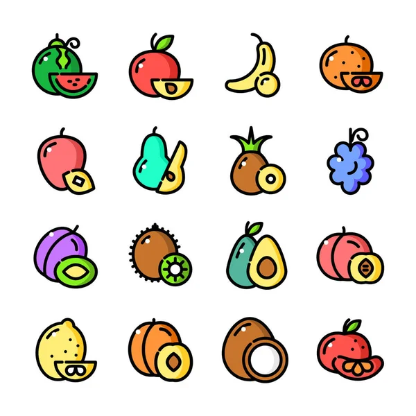 Conjunto de iconos de frutas — Vector de stock