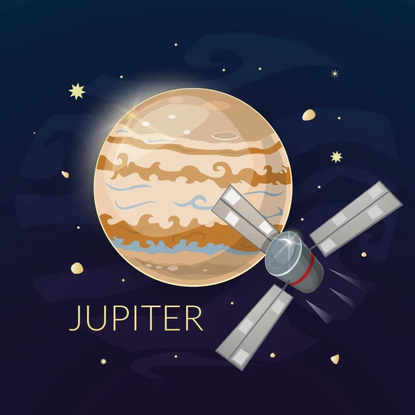 Planeet Jupiter- en ruimtevaartuigen — Stockvector