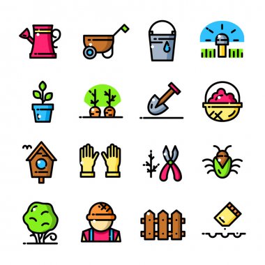 İnce çizgi Bahçe Icons set