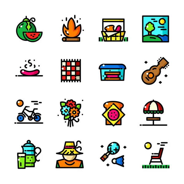 Piknik Icons set — Stok Vektör