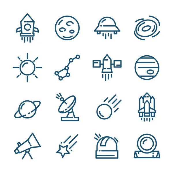 Thin line Space icons set — Stock Vector