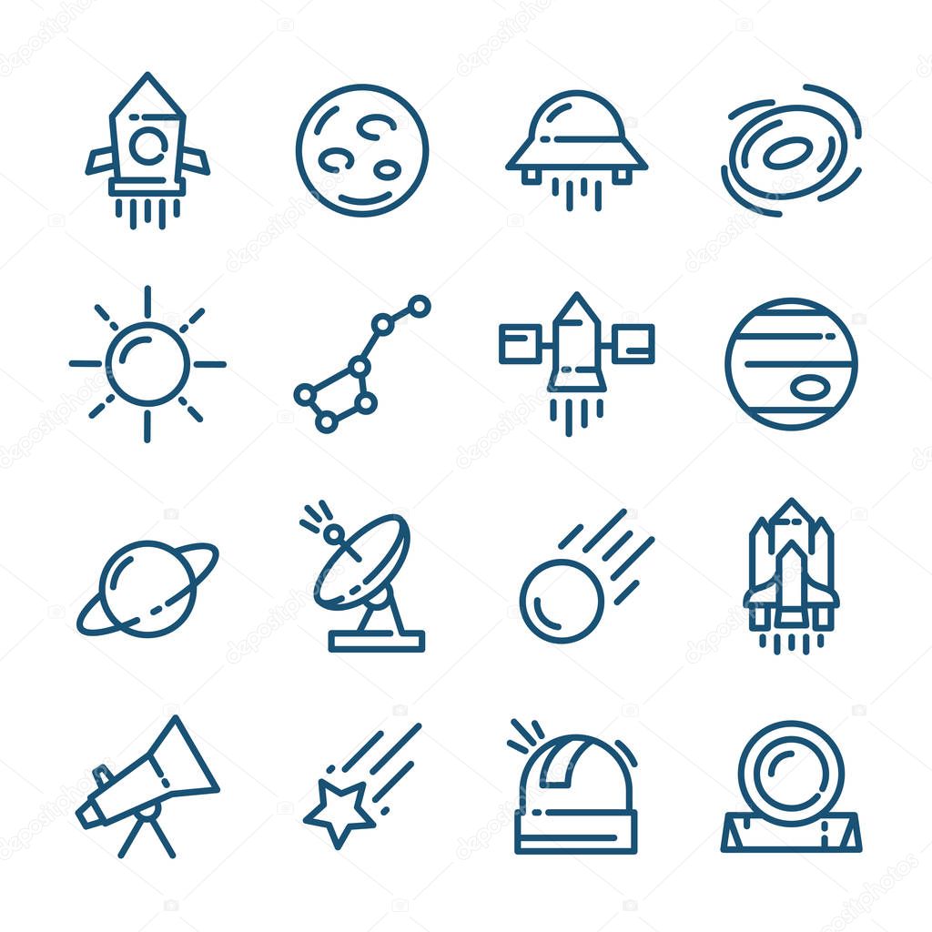 Thin line Space icons set