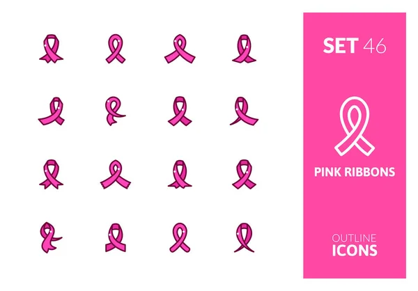 Kolekcja ikony raka piersi — Wektor stockowy