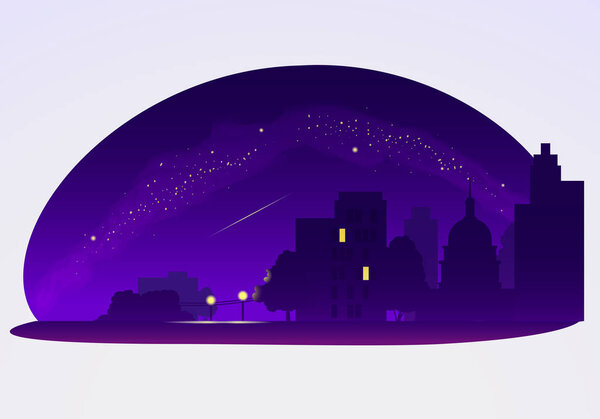 Flying satellite in night sky 