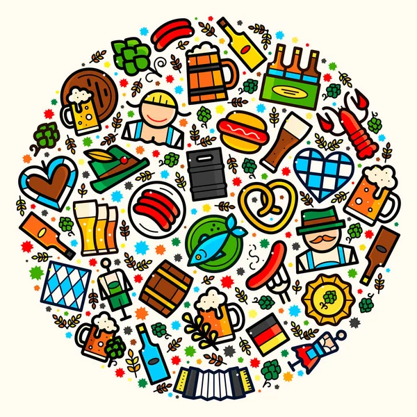 Oktoberfest icons set — Stock Vector