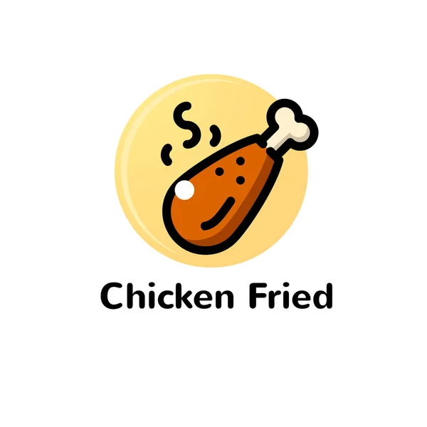 Cienka linia ilustracja wektorowa Chicken Fried — Wektor stockowy