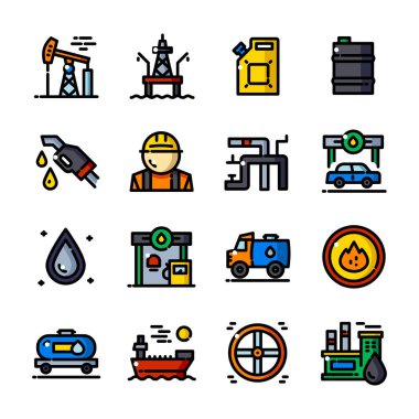 İnce çizgi petrol sanayi simgeleri