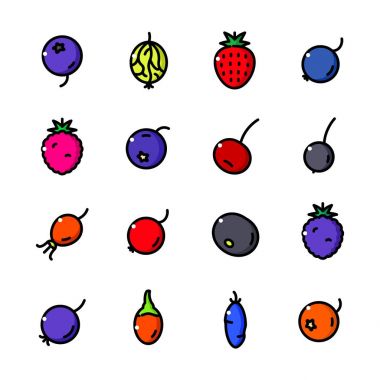 İnce çizgi Berry Icons set