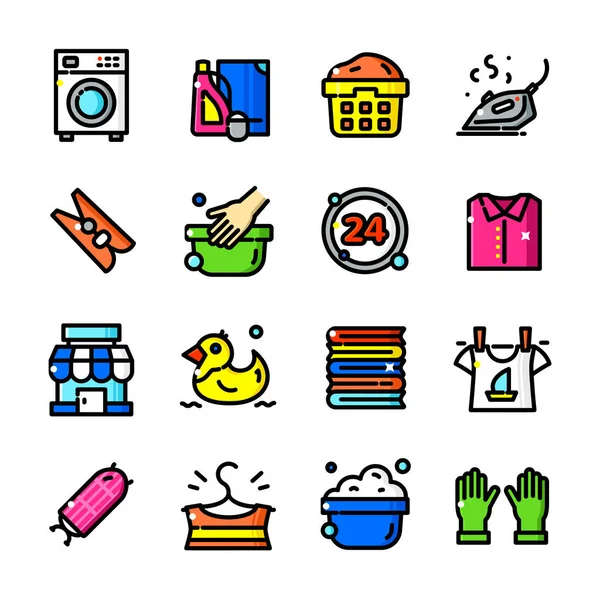 Thin line Laundry icons set — Stock Vector