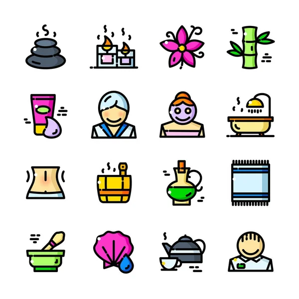 Thin line SPA icons set — Stock Vector