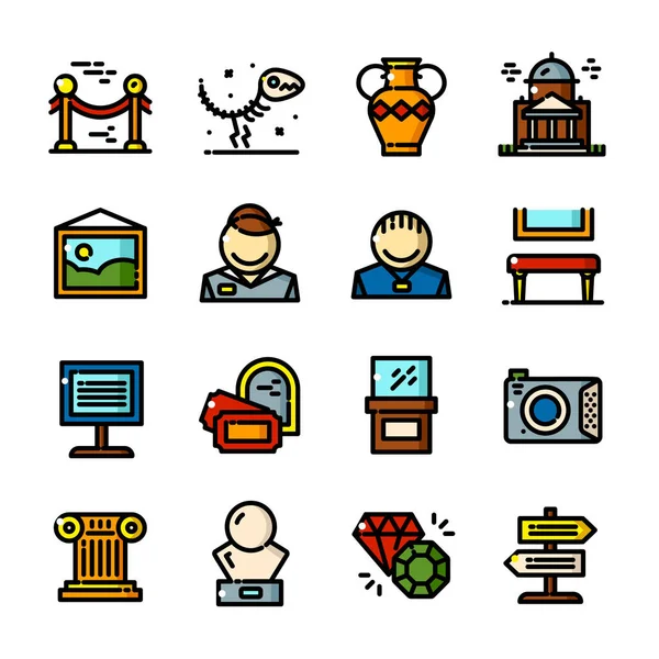 Thin line Museum icons set, vector illustration — Stock Vector