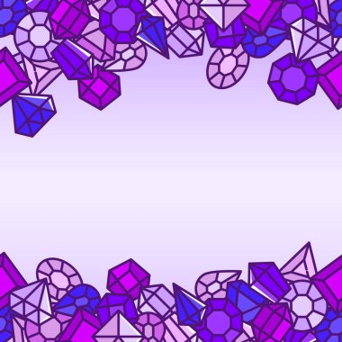 Dağınık Menekşe değerli taşlar ve kopya alanı, vektör çizim renkli arka plan 