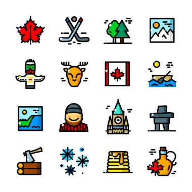 Set of Canadian culture icons on white background clipart