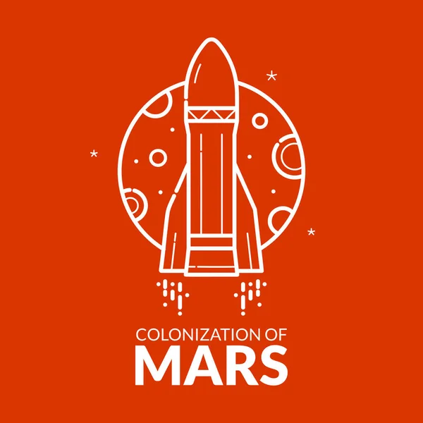Colonisation Mars Conception Concept Voyage Vers Planète Rouge Illustration Vectorielle — Image vectorielle