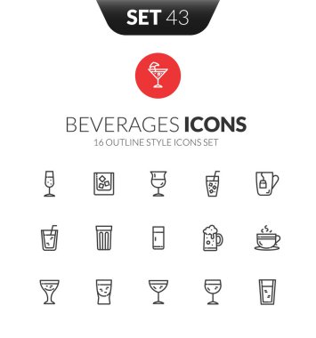 İnce modern tarzda özet siyah simgeler