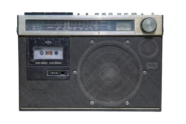 Rádio Cassete Retro Sobre Fundo Branco — Fotografia de Stock