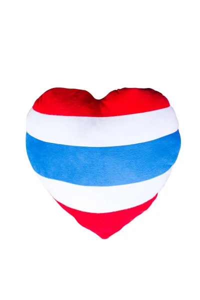 Coração Forma Travesseiro Listrado Bandeira Tailandesa — Fotografia de Stock